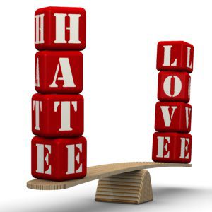 Hate and love.Comparison on the scales